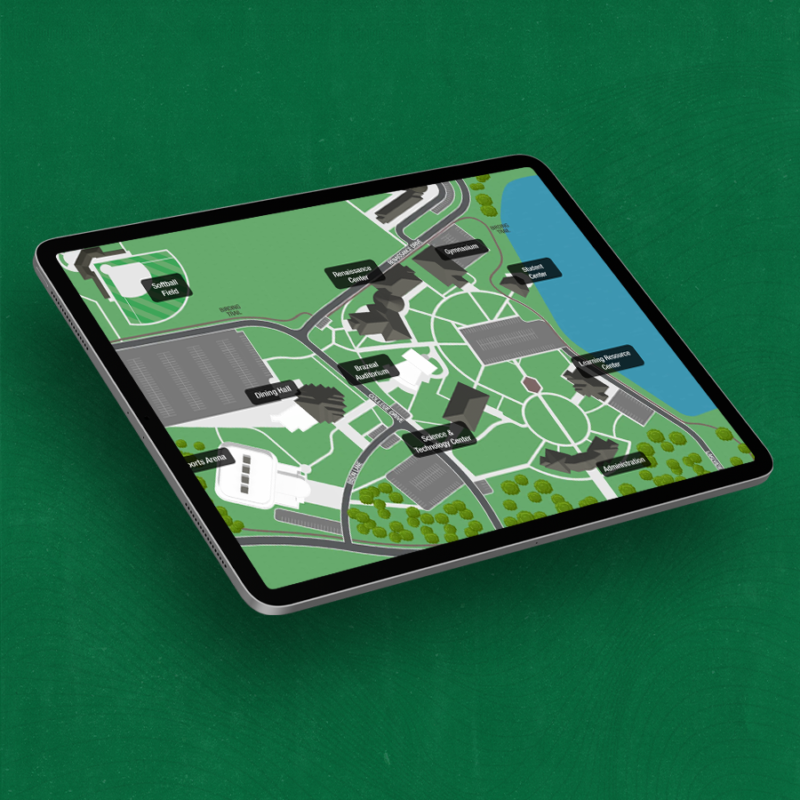 Decorative graphic representing an online interactive campus map