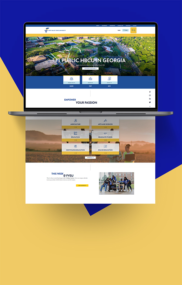 Portfolio preview of Fort Valley State University website