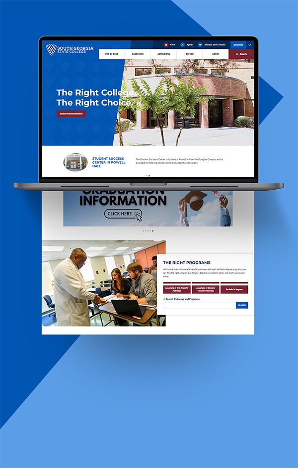Portfolio preview of South Georgia State College website