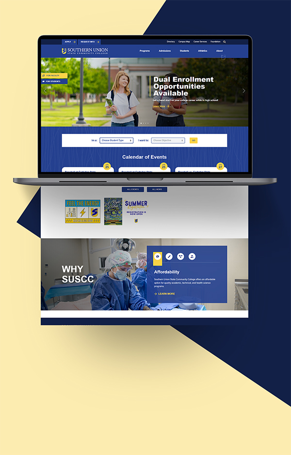 Portfolio preview of Southern Union State Community College website