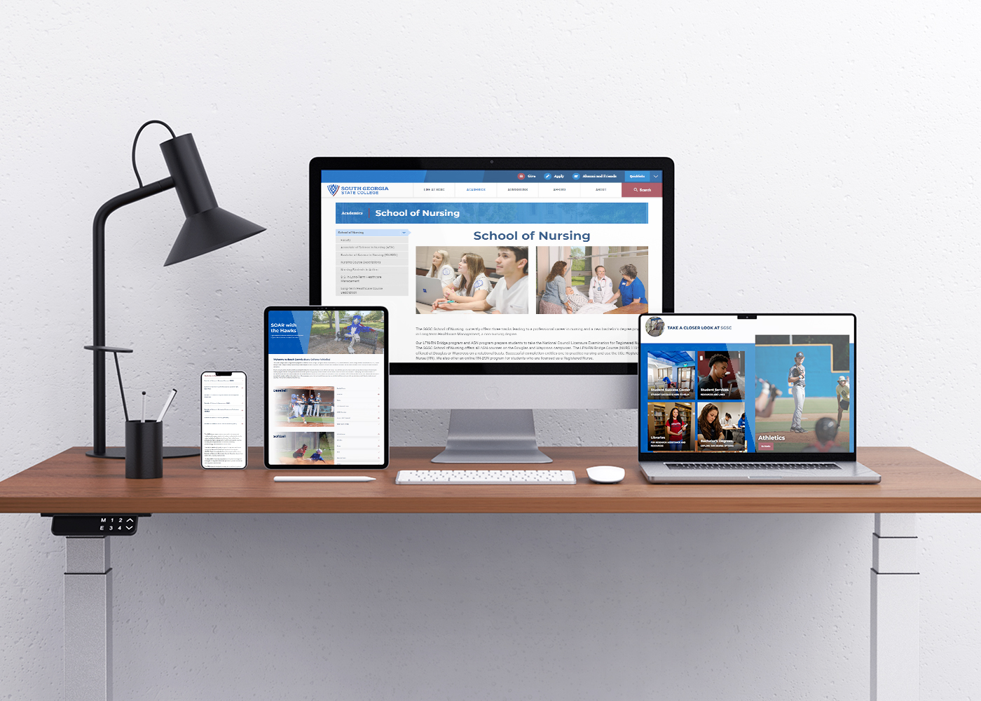 Multiple devices displaying South Georgia State College website