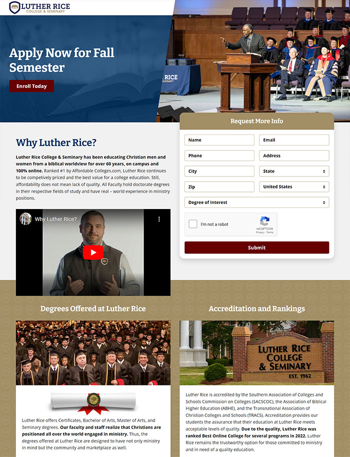 Luther Rice Page Screenshot